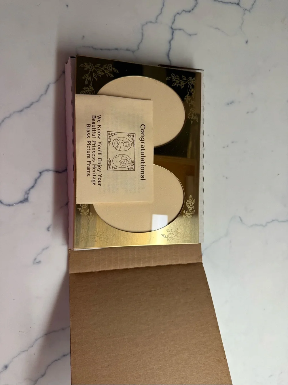 Brass Princess House Gold Double Oval Vanity Photo Frame Tray